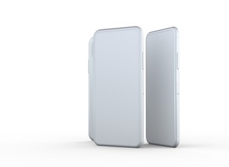 New smartphone with blank screen isolated Flat 3d