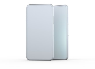 New smartphone with blank screen isolated Flat 3d
