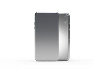 New smartphone with blank screen isolated Flat 3d