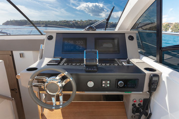 luxury motor yacht cockpit view