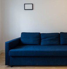 modern blue sofa in the interior