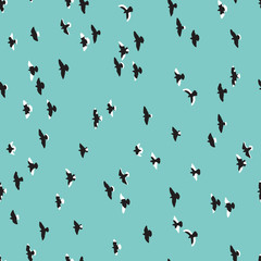 Birds Silhouettes Vector Seamless Pattern. Flying Pigeons background