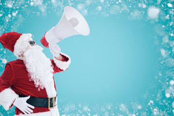 Santa Claus shouting using megaphone