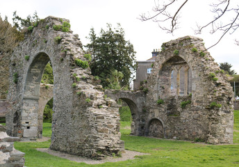 Fototapeta na wymiar Ruins of the Franciscan friary in Wicklow. Tourism in Ireland.