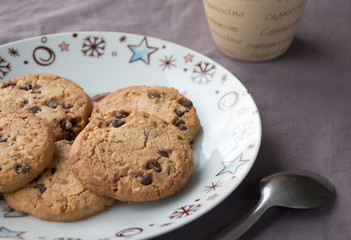 les biscuits secs au chocolat pour petit déjeuner  