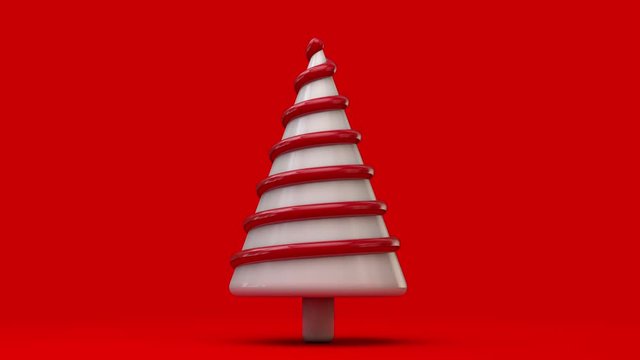 Animated spinning festive christmas tree. 3D Render