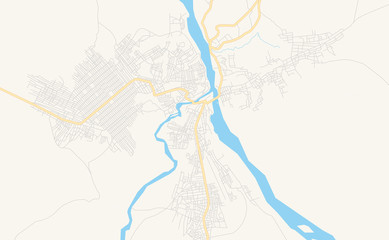 Printable street map of Tshikapa, DR Congo