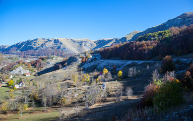 Mountain scenery in Montenegro. Color in autumn