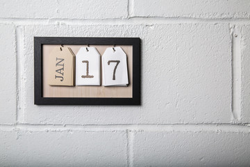 Wall Hanging Calendar in a Picture Frame Showing January 17