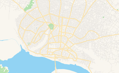 Printable street map of Porto-Novo, Benin