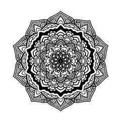 Circular pattern in the form of a mandala. Henna tatoo mandala. Mehndi style. Decorative pattern in oriental style. Coloring book page.