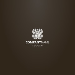 white logo on a black background. line art abstract vector logo of four circle targets