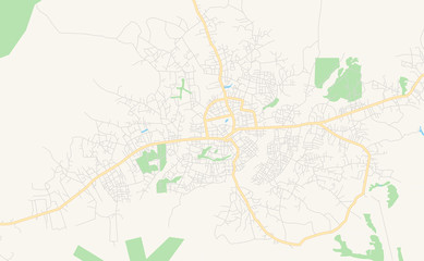 Fototapeta premium Printable street map of Bertoua, Cameroon
