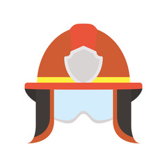 firefighter helmet with goggles flat style icon