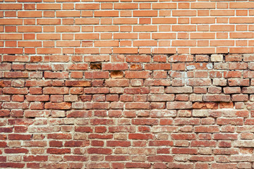 Fototapeta premium Old and new brick wall background, brickwork border texture, copy space