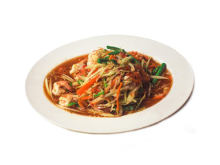 Papaya salad, spicy, bright colors