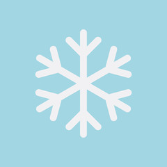 Snowflake icon vector isolated on blue background