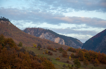 Mountain scenery in Montenegro. Color in autumn