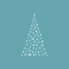 Christmas tree made of snowflakes vector icon