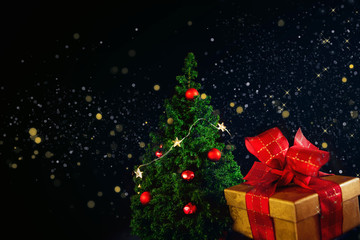 Christmas tree on black background