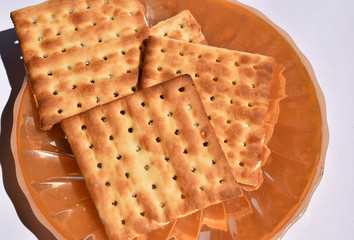 cream cracker with a white background 