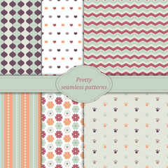 Set of Cute seamless patterns. 