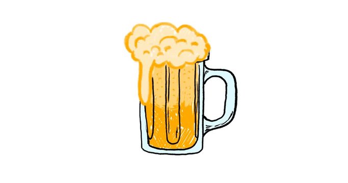 Animation of a glass of beer with foam