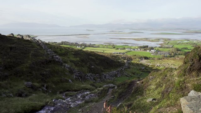 Mountain creek running down of Croagh Patrick to valley of Clew Bay, Ireland