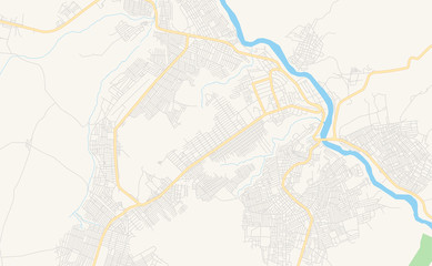 Fototapeta na wymiar Printable street map of Kikwit, DR Congo