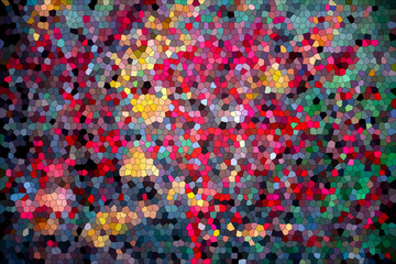 Processed in photoshop photo using mosaic technique. Branches of barberry. Abstract background.