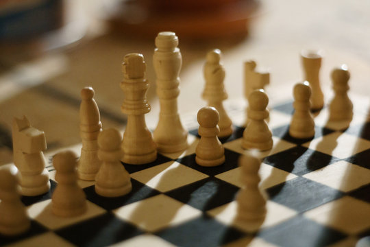 chess game board with pieces in starting position