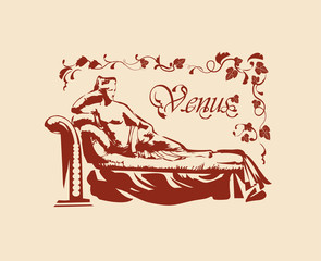 Antique Greece. Woman Venus. The graphic image. Vector illustration.
