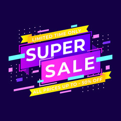 Abstract colorful super sale banner.Vector