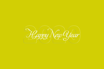 Happy New Year 2020 Card yellow background