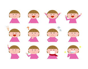 girl, upper half of body, emotions, variety