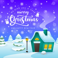 Fototapeta premium Christmas winter village illustration