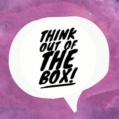 Quote " Think Out Of The Box " Poster with pink background