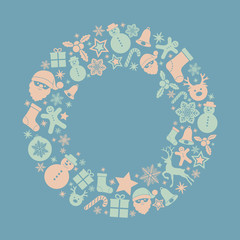 Christmas greeting card with beautiful decorations and copyspace. Vector.