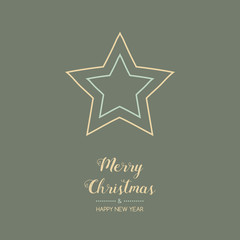 Christmas greetings with hand drawn star. Vector.