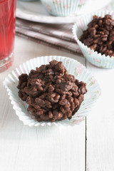 Chocolate covered crispy rice cakes