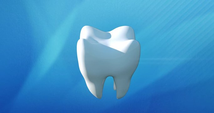 Dental scientific 3d tooth with innovative technology of laser dentistry and stomatology used for polygonal oral dental medical care business.