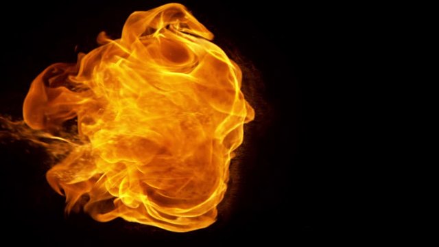 Super Slow Motion Shot of Fire Flame Isolated on Black Background at 1000fps.