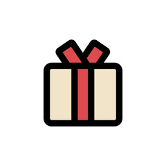 Gift box icon, Present gift box icon with ribbon