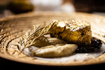 Black Angus tenderloin steak covered with 24 carat gold