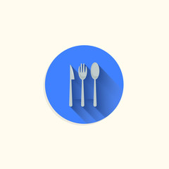 spoon fork knife colorful vector flat icon