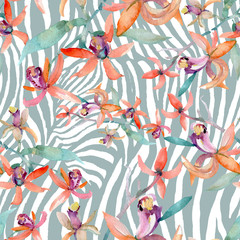 Bouquet floral botanical flowers. Watercolor background illustration set. Seamless background pattern.