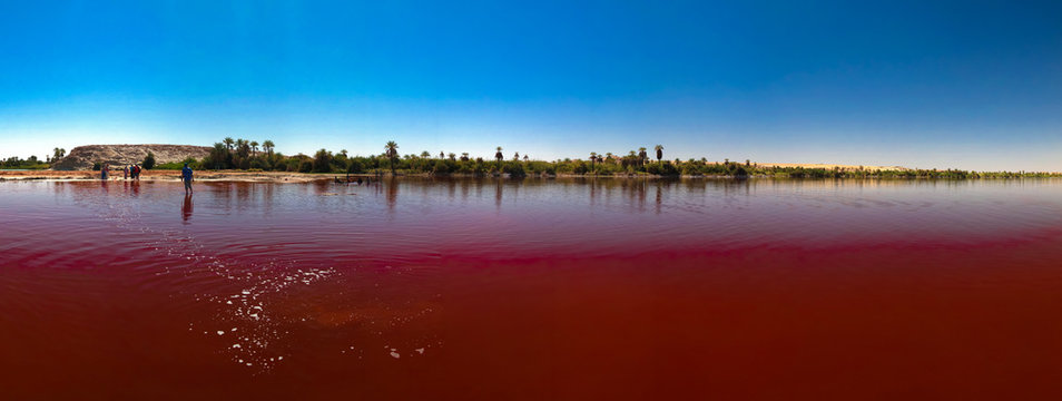 Panoramic view to Katam aka Baramar lake group of Ounianga kebir lakes at the Ennedi, Chad