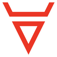Symbol of Veles, god of animals. Vector ancient slavic pagan sign. Red icon. - obrazy, fototapety, plakaty