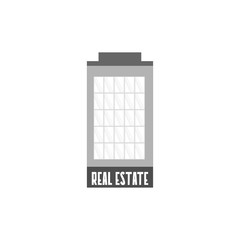 Real estate emblem. Isolated vector multistorey house