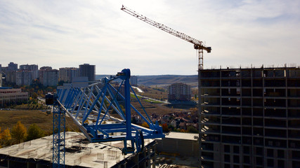 tower crane and building construction site